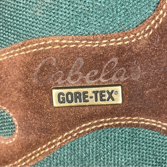 Cabela's Hiking Boots Gore-Tex Air 8000 Brown Leather Green Women’s Boots Size 9 - Picture 12 of 16